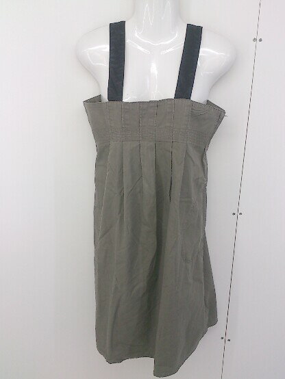 ◇ nusy ヌージー リボン キャミソール 膝丈 ワンピース サイズS カーキ レディース 【中古】