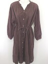 ◇ ◎ Aunt Marie's アントマリーズ コーデュロイ 長袖 ロング シャツ ワンピース サイズF ブラウン レディース 【中古】(4)