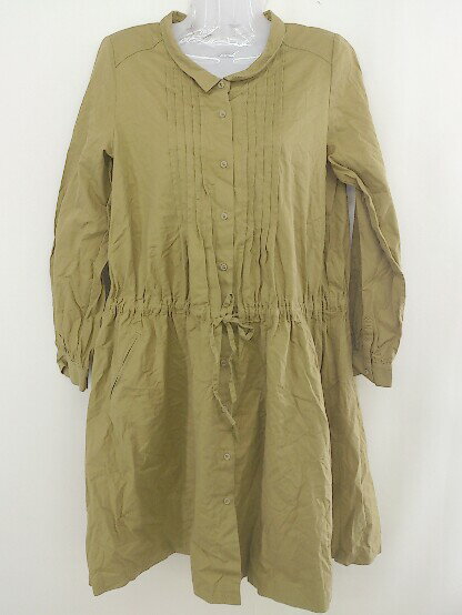 ◇ bulle de savon ビュル デ サボン ピンタック 長袖 膝丈 シャツ ワンピース サイズF ベージュ レディース 【中古】