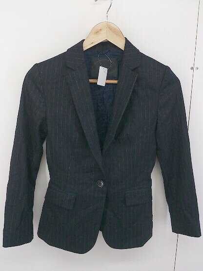 ◇ UNTITLED アンタイトル ストライプ 長袖 テーラード ジャケット サイズ0 ネイビー レディース 【中古】(4)