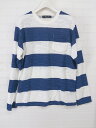 ◇ nano universe ナノ ユニバース ボーダー 長袖 Tシャツ カットソー サイズM オフホワイト ネイビー系 メンズ 【中古】