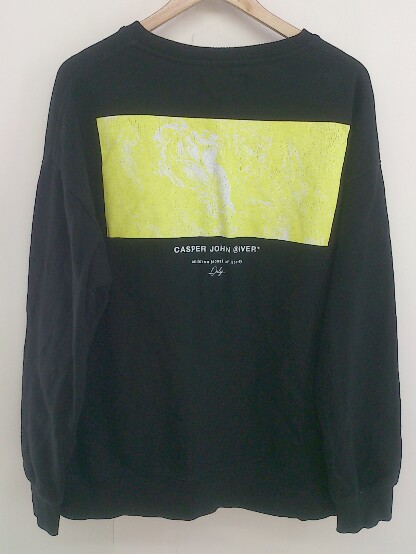 ◇ CASPER JOHN AIVER キャスパージョン アイバー バックプリント 長袖 スウェット トレーナー サイズL ブラック メンズ 【中古】