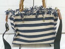 ◇ Legato Largo レガートラルゴ ボーダー 2WAY ショルダー ハンド バッグ アイボリー ネイビー レディース 【中古】