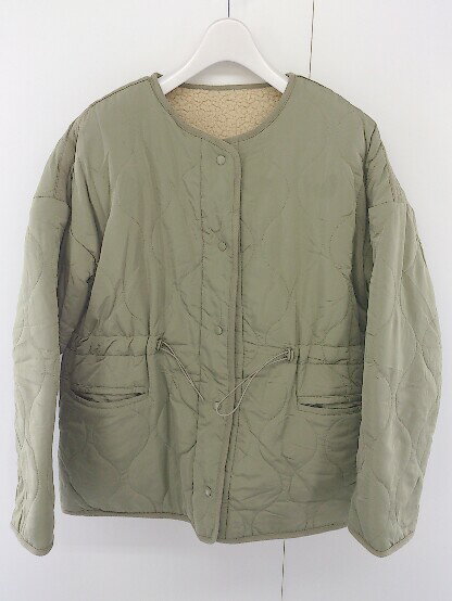 ◇ HOLIDAY ホリデイ 中綿 リバーシブル キルティング ボア 長袖 ジャケット サイズF カーキ ベージュ レディース 【中古】