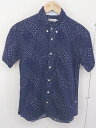 ◇ ◎ DELUXE CLOTHING デラックス 総柄 半袖 シャツ サイズS ネイビー ホワイト メンズ 【中古】