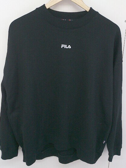 ◇ FILA フィラ ワンポイント 長袖 スウェット トレーナー サイズS ブラック ホワイト メンズ 【中古】