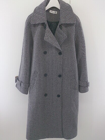 ■ ◎ Birthdayroom ダブルボタン ヘリンボーン 長袖 コート グレー ブラック レディース 【中古】