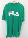 ◇ FILA フィラ ロゴ 半袖 Tシャツ カットソー グリーン ホワイト レディース メンズ 【中古】