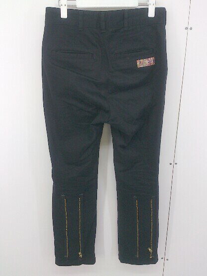 ◇ rehacer レアセル 裾ジップ ストレッチ スリム パンツ サイズ S ブラック メンズ 【中古】