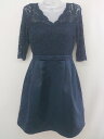 ◇ DRESS LAB ドレスラボ レース切替 フォーマル 七分袖 膝丈 ワンピース サイズM ネイビー レディース 【中古】(4)