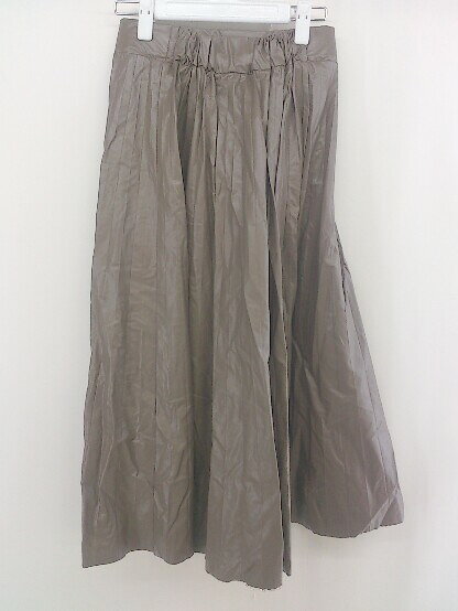 フクワウチの◇ Emma Taylor エマテイラー フェイクレザー カットオフ ロング プリーツ スカート サイズF ベージュ レディース 【中古】｜アングル2