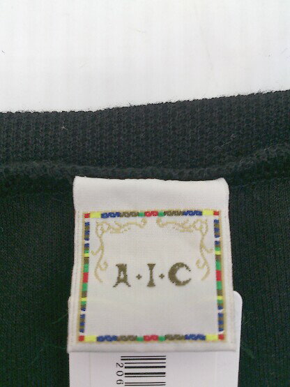 ◇ AIC. エーアイシー プリーツ 切替 長袖 膝下丈 ワンピース サイズM ブラック グリーン レディース 【中古】