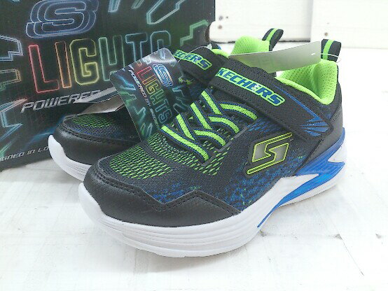 ◇ ◎ SKECHERS ERUPTERSIII?90563L-BBLM?キッズ 光る靴 スニーカー シューズ サイズ17.5cm ブラック ブルー ライム メンズ 【中古】