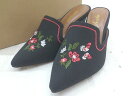 ◇ ◎ sesto セスト 刺繍 ポインテッドトゥ サンダル サイズS(22.5相当) ブラック マルチ レディース 【中古】