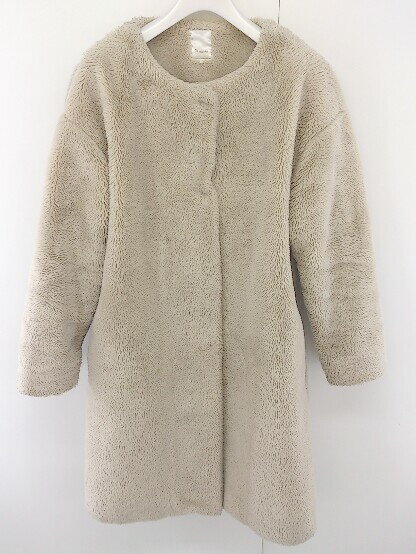 ■ Te chichi テチチ ノーカラー 長袖 ボアコート サイズL ベージュ レディース 【中古】