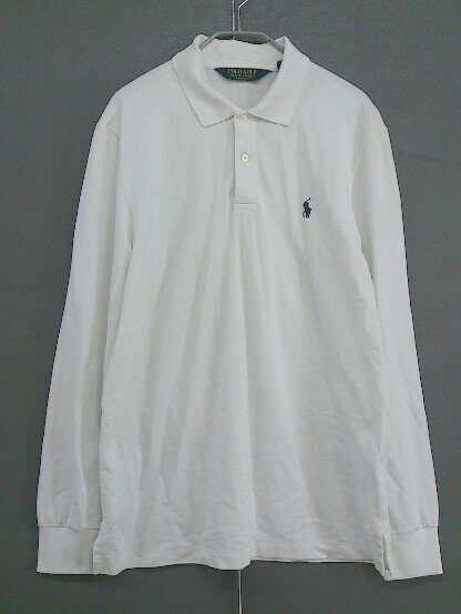 ◇ POLO GOLF RALPH LAUREN RALPH ゴルフ 鹿の子 ビッグポニー 長袖 ポロシャツ サイズM 175/96A ホワイト メンズ 【中古】