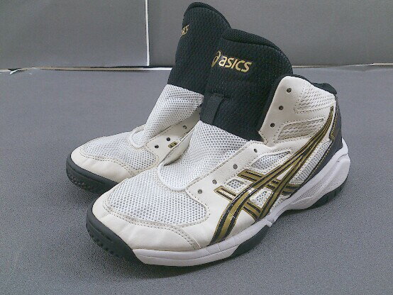 ◇ ◎ ASICS アシックス TBF138 キッズ 子供靴 バスケット シューズ サイズ23.5cm ホワイト ゴールド メンズ 【中古】