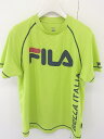 ◇ FILA フィラ ロゴ 半袖 Tシャツ カットソー サイズM ネオグリーン ブラック レッド メンズ 【中古】
