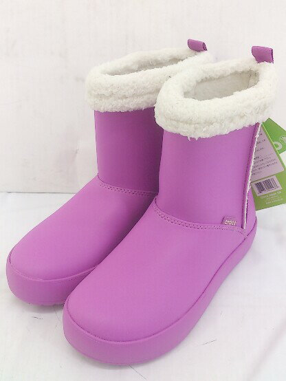 ◇ ●未使用● ◎ CROCS クロックス タグ付き 内ボア ショート スノーブーツ サイズ23cm ピンク レディース 【中古】