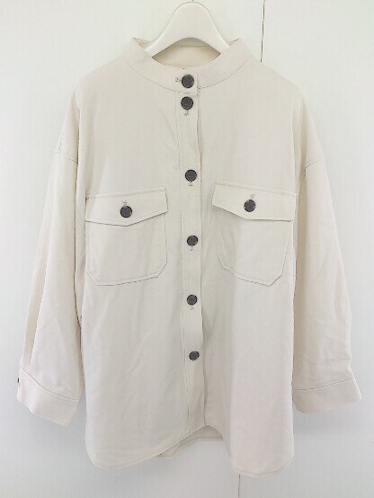 ◇ ap retro アプレトロ ビックシルエット スタンドカラー 長袖 シャツジャケット サイズF ライトベージュ レディース 【中古】