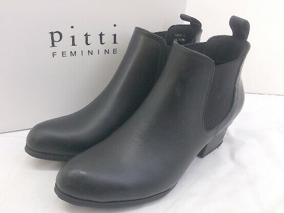 ◇ ◎ Pitti FEMININE ピッティ フェミニン サイドゴア ショート レイン ブーツ サイズL ブラック レディース 【中古】