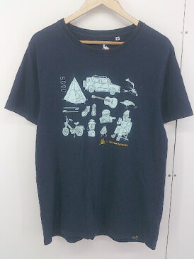 ◇ go slow caravan ゴースローキャラバン プリント 半袖 Tシャツ カットソー サイズ4 ネイビー系 メンズ 【中古】