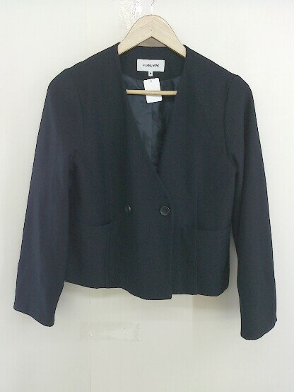 ◇ GLOBAL WORK グローバルワーク ノーカラー 長袖 ジャケット サイズM ネイビー系 レディース 【中古】