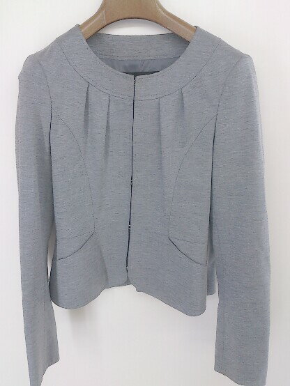 ◇ MICHEL KLEIN ミッシェル クラン ノーカラー 長袖 ジャケット サイズ36 グレー系 レディース 【中古】