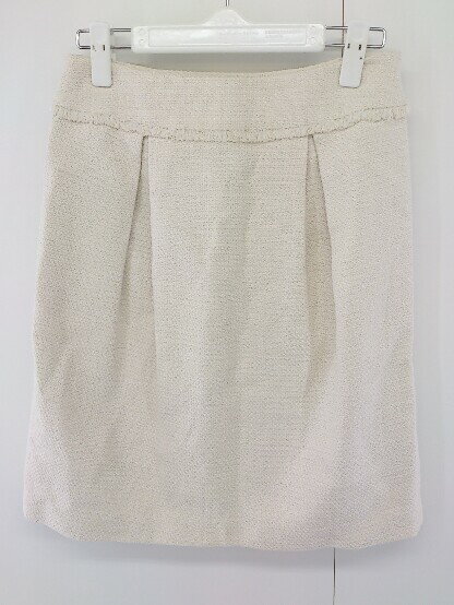◇ green label relaxing タック ニット 膝丈 台形 スカート サイズ38 アイボリー レディース 【中古】