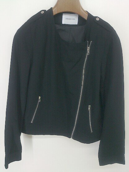 ◇ archives アルシーヴ ジップアップ ノーカラー 長袖 ジャケット サイズM ブラック レディース 【中古】