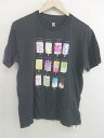 ◇ Design Tshirts Store graniph フロントプリント 半袖 Tシャツ サイズL チャコールグレー ピンク マルチ レディース 【中古】