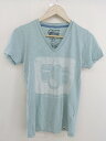 ◇ United By Blue プリント Vネック 半袖 Tシャツ カットソー サイズS ミントグリーン ホワイト メンズ 【中古】