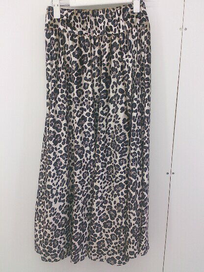◇ AS KNOW AS PINKY ベロア調 豹柄 レオパード ロング フレア スカート 表記なし ベージュ ブラック レディース 【中古】