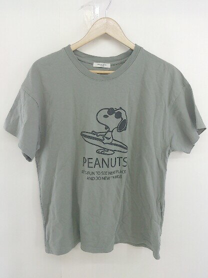 ◇ PEANUTS × FREAK'S STORE スヌーピー ビッグシルエット 半袖 Tシャツ カットソー サイズF グリーン レディース 【中古】