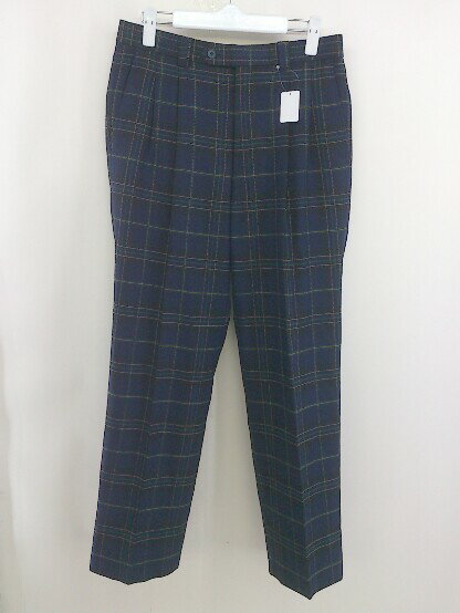 ◇ Munsingwear マンシングウェア チェック タック スラックス パンツ サイズ76 ネイビー マルチ メンズ 【中古】