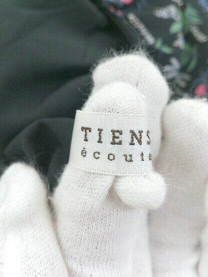 ◇ TIENS ecoute ティアンエクート 花柄 Vネック サロペット サイズ M ブラック マルチ レディース 【中古】