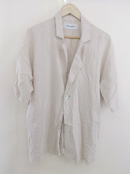 ◇ JEANASIS ジーナシス リネン混 ビッグシルエット 五分袖 ジャケット サイズ F ベージュ レディース 【中古】
