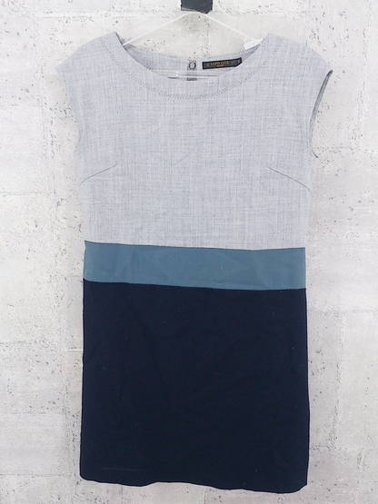 ◇ LAPIS LUCE BEAMS ノーカラー ノースリーブ ミニ ワンピース サイズ 38 グレー グリーン ネイビー レディース 【中古】