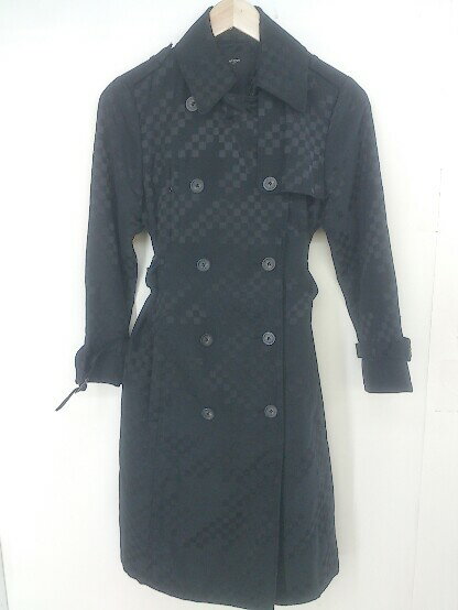 ◇ ◎ et vous エヴー 総柄 長袖 トレンチ コート サイズ36 ブラック レディース 【中古】