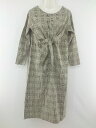 ◇ E hyphen world gallery PEACE チェック 長袖 ロング ワンピース サイズF グリーン系 レディース 【中古】