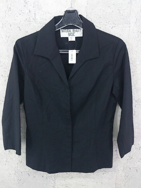 ◇ NATURAL BEAUTY BASIC ナチュラルビューティーベーシック 七分袖 シャツ ジャケット サイズM ブラック レディース P 【中古】