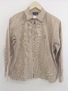 ◇ ◎ Hush Puppies 総柄 ワンポイント 長袖 シャツ ジップアップ ジャンパー サイズM ベージュ ブラウン レッド メンズ 【中古】(4)