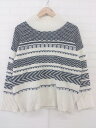 ◇ KATHARINE ROSS キャサリンロス 総柄 ハイネック 長袖 ニット セーター サイズM ホワイト ブラック レディース 【中古】