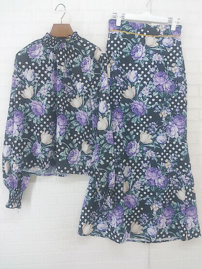 ◇ merlot plus メルロープリュス 花柄 ロング セットアップ 上下 ブラック系 マルチ レディース 【中古】のサムネイル