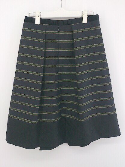◇ synchro crossings シンクロ クロッシングズ ボーダー 膝下丈 フレア スカート サイズ38 ネイビー マルチ レディース P 【中古】