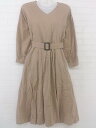 ◇ ◎ ROPE PICNIC ロペピクニック ベルト付 長袖 ロング ワンピース サイズ40 ベージュ レディース P 【中古】(4)