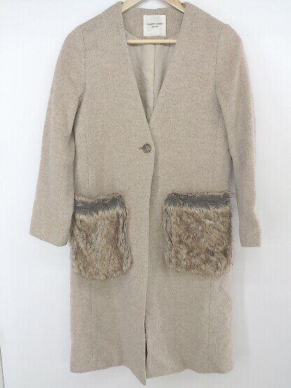■ ◎ FREAK'S STORE フリークスストア フェイクファー ノーカラー コート サイズ S ベージュ レディース P 【中古】