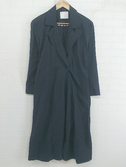 ◇ AMERICAN HOLIC アメリカン ホリック ドロップ ショルダー 長袖 コート サイズF ネイビー レディース P 【中古】