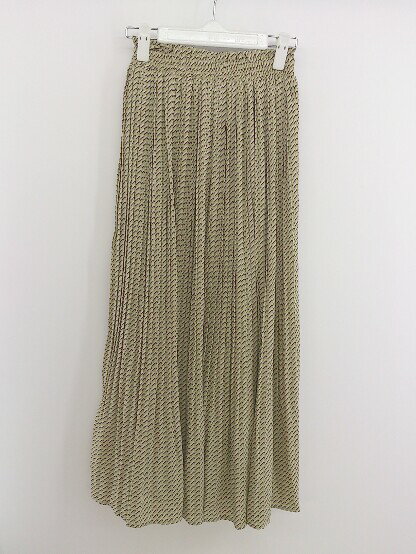 ◇ Pumpkin Port パンプキンポート ウエストゴム 幾何学柄 ロング ギャザー スカート サイズM ライトグ..