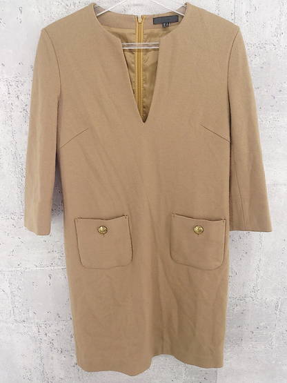 ◇ iCB アイシービー 七分袖 膝丈 ワンピース 9 ベージュ レディース 【中古】